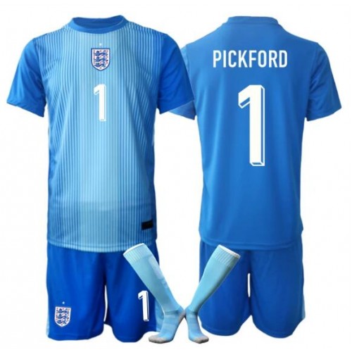 Englanti Jordania Pickford #1 Maalivahti Kotipaita Lapsille MM-kisat 2026 Lyhythihainen (+ Lyhyet housut)
